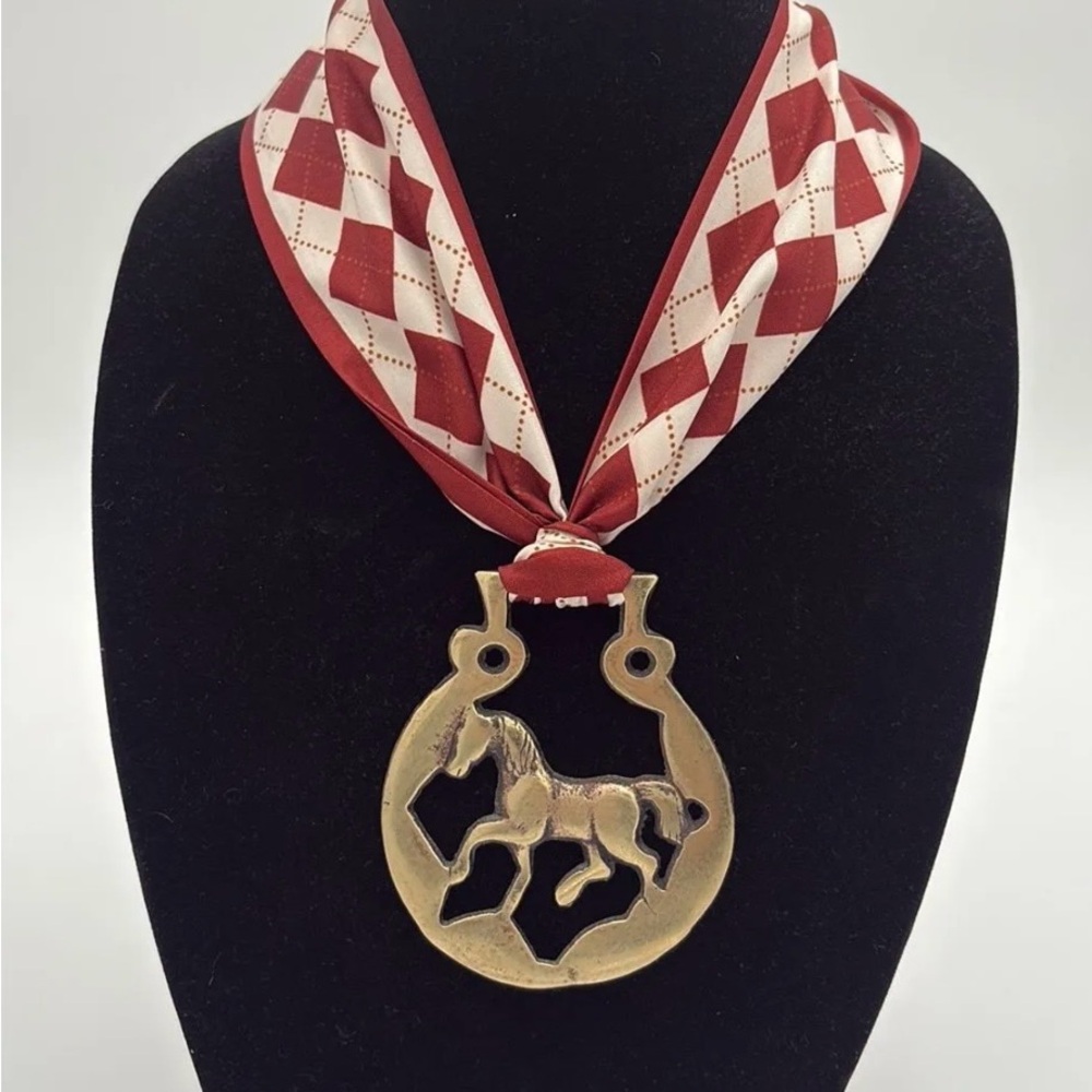 Gold Horse Medallion with Argyle Twilly